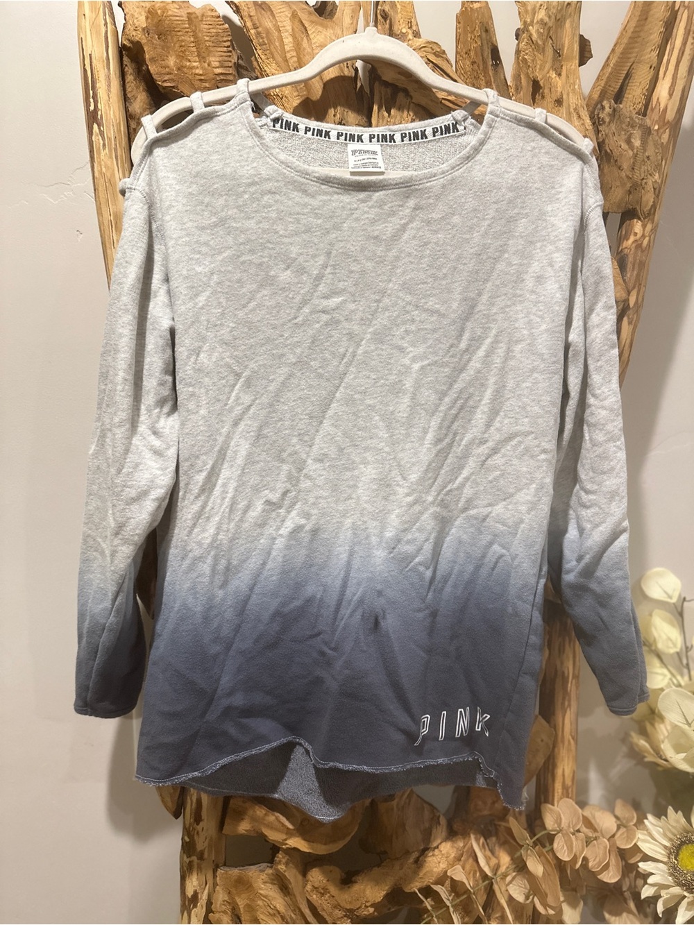PINK Victoria's Secret Gray to Blue Ombre Long-Sleeve Tee